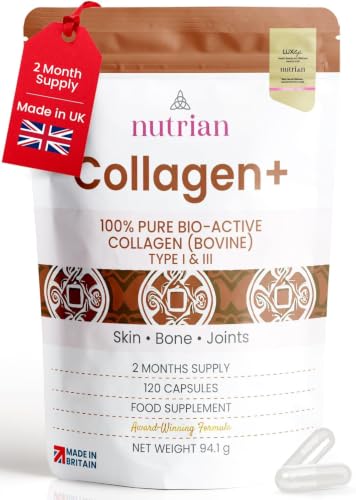 Nutrian Collagen+ | 1200mg Bio-Active Bovine Collagen Peptides | 120 Capsules Nutrian