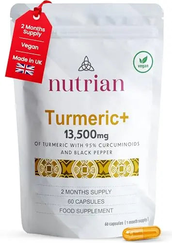 Nutrian Turmeric+ – High-Strength 13,500mg Turmeric & Curcumin | 60 Caps Nutrian