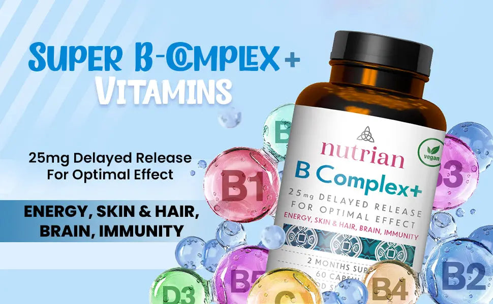 Nutrian B Complex+ β High Strength B Vitamins for Energy & Skin | 60 Caps Nutrian