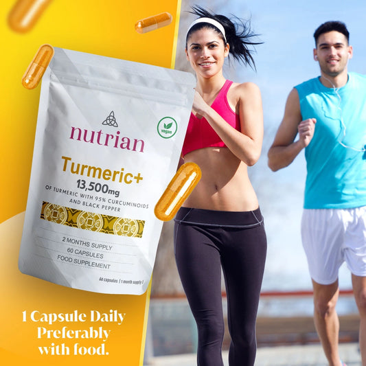 Nutrian Turmeric+ - High-Strength Turmeric 13,500mg 95% Curcumin - 60 Veg Capsules