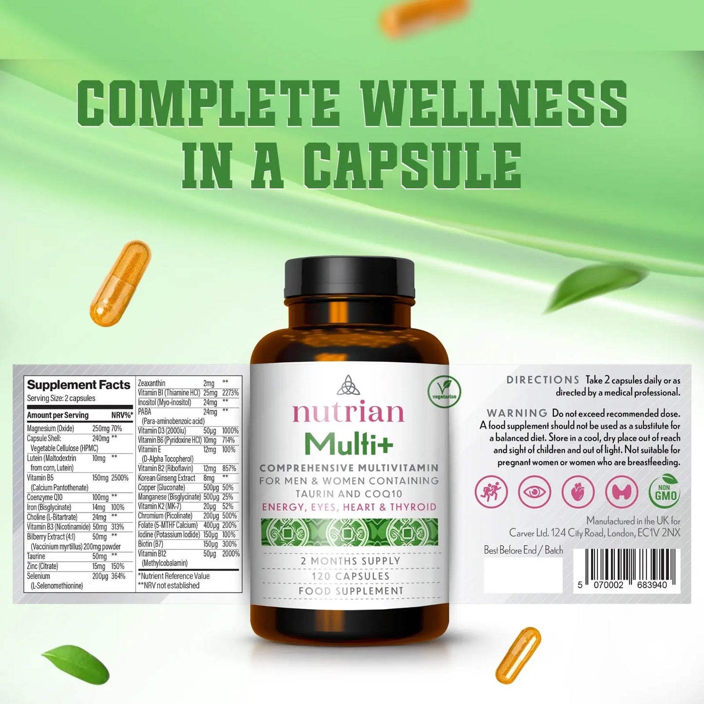 Nutrian Multi+ – Comprehensive Multivitamin - 120 Capsules Nutrian