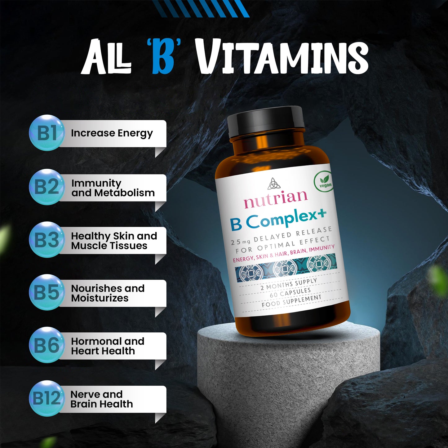 Complejo de vitamina B de alta potencia de Nutrian