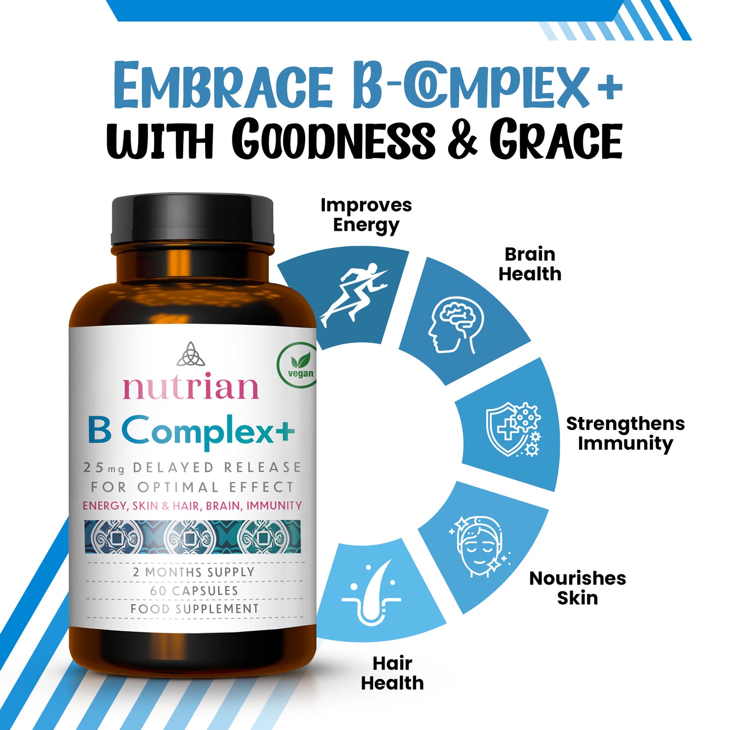 Complejo de vitamina B de alta potencia de Nutrian