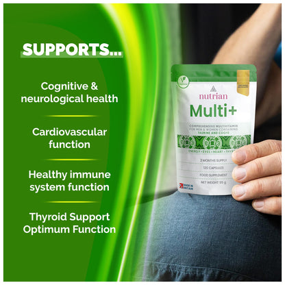 Nutrian Multi+ supports cognitive and neurological health, cardiovascular function, immune system and thyroid