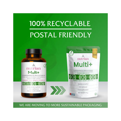 Nutrian Multi+ moving from bottle to 100% recyclable postal friendly pouch packaging