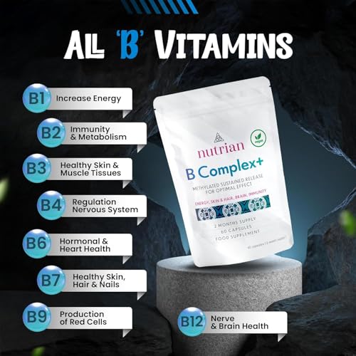 Nutrian B Complex+ – High Strength B Vitamins for Energy & Skin | 60 Caps Nutrian
