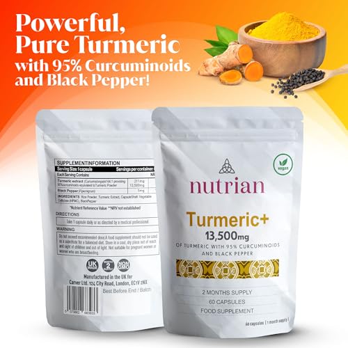 Nutrian Turmeric+ – High-Strength 13,500mg Turmeric & Curcumin | 60 Caps Nutrian