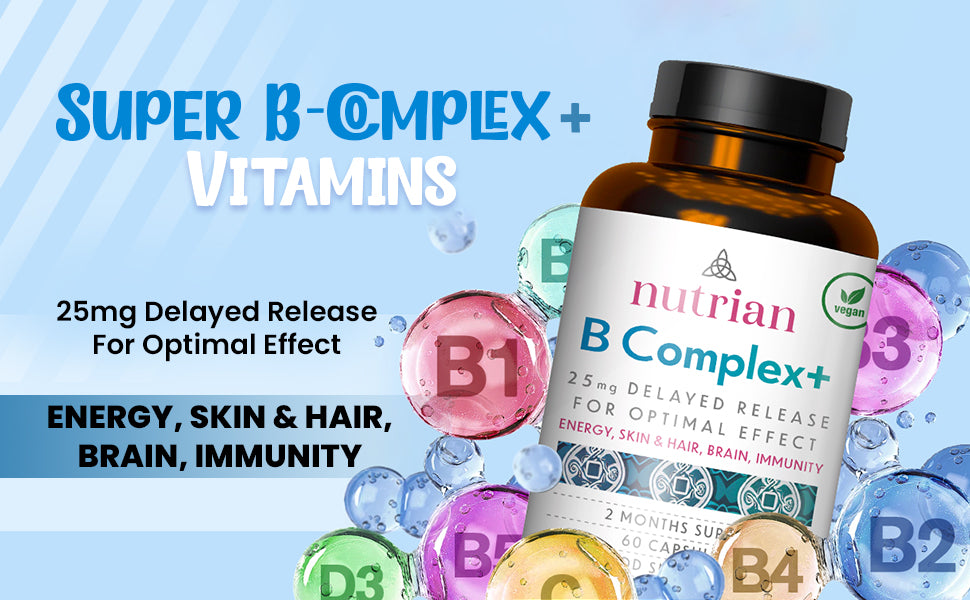 Nutrian B Complex+ – High Strength B Vitamins for Energy & Skin | 60 Caps Nutrian