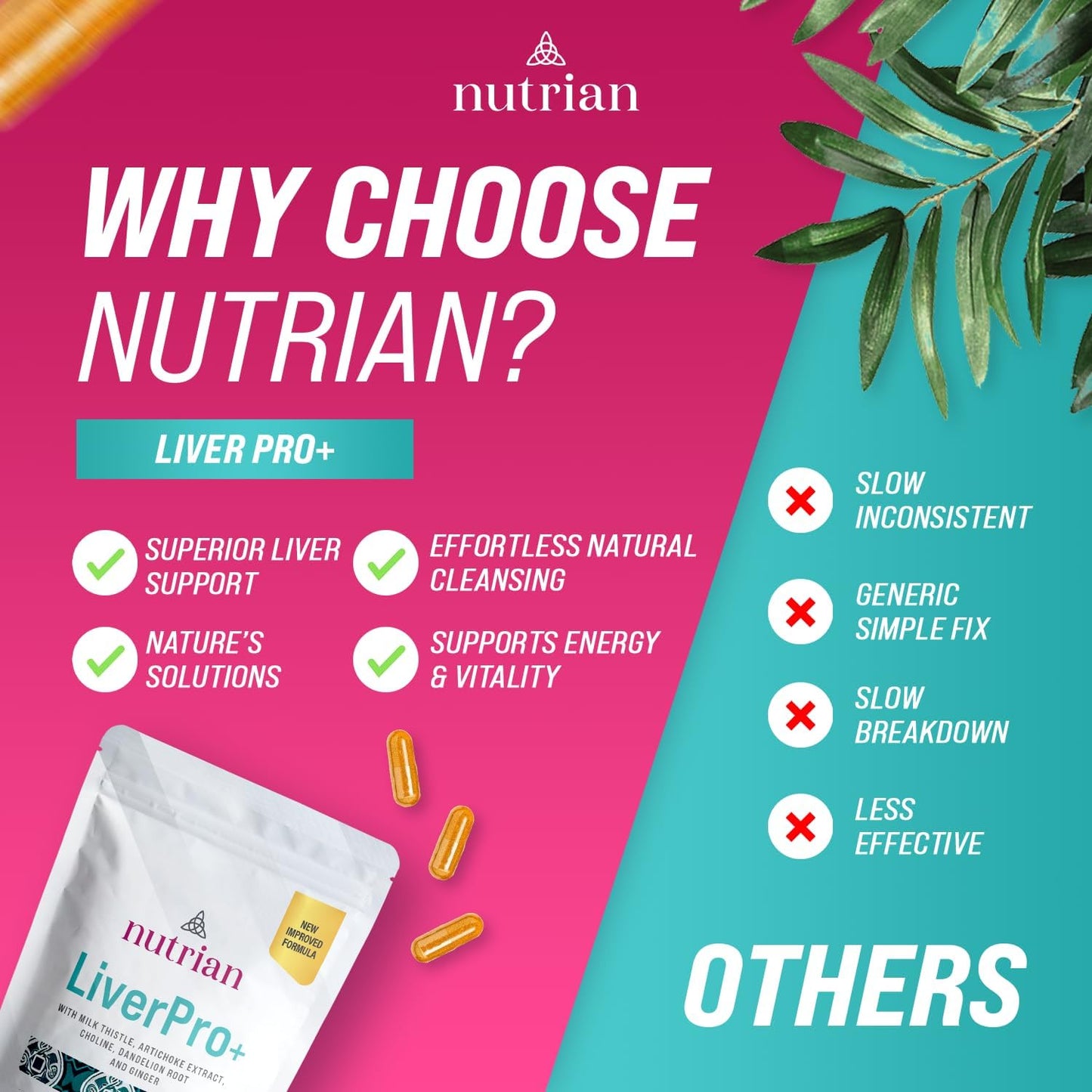 Nutrian Liver Pro+ – Liver Cleanse Detox Supplement - 60 Veg Caps