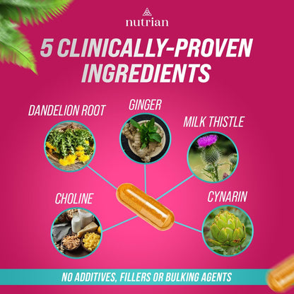 Nutrian Liver Pro+ – Liver Cleanse Detox Supplement - 60 Veg Caps