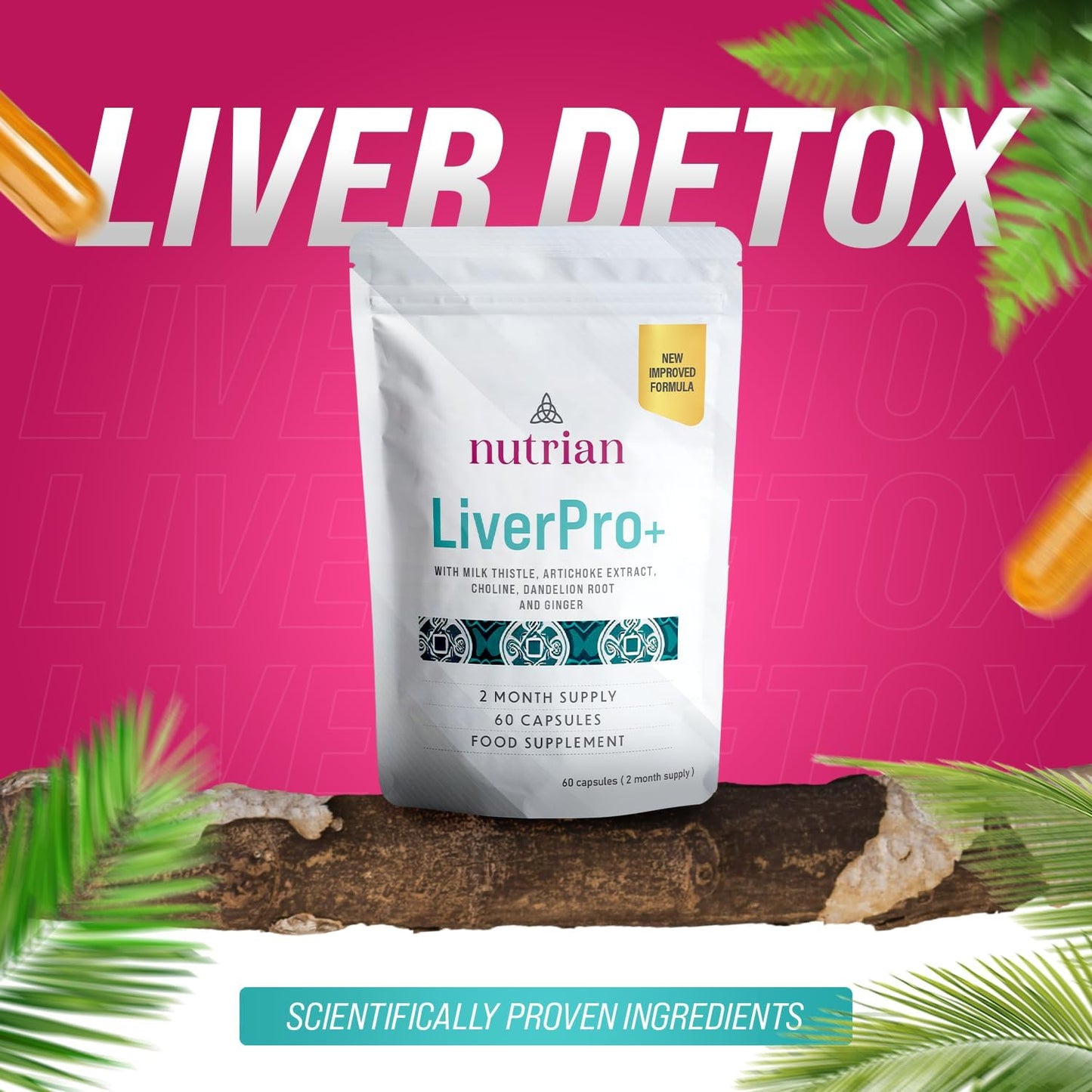 Nutrian Liver Pro+ – Liver Cleanse Detox Supplement - 60 Veg Caps