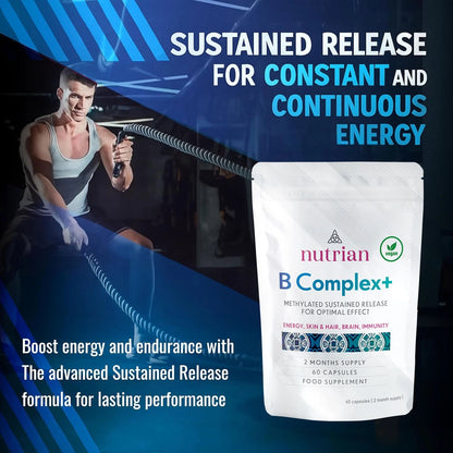 Nutrian B Complex+ – High Strength Energy, Nerve & Skin Support - 60 Veg Capsules