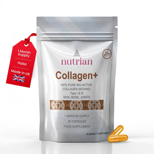 Nutrian Collagen+ – 100% Pure Bio-Active Bovine Collagen 60 Capsules