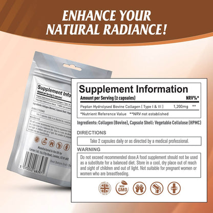 Nutrian Collagen+ – 100% Pure Bio-Active Bovine Collagen 60 Capsules
