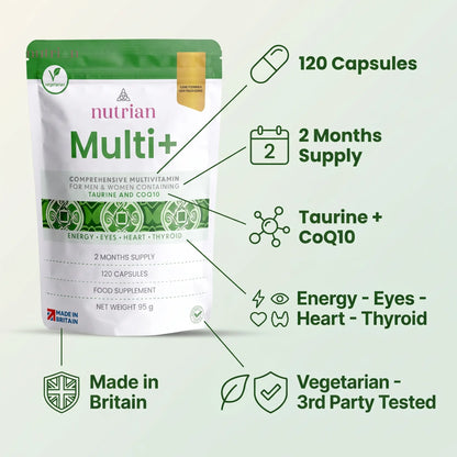 Nutrian Multi+ – High Strength Multivitamin for Adults - 120 Capsules Nutrian