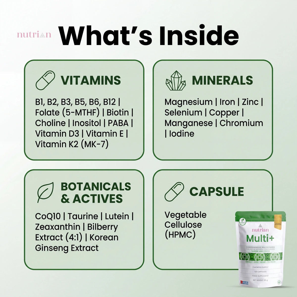 Nutrian Multi+ – High Strength Multivitamin for Adults - 120 Capsules Nutrian