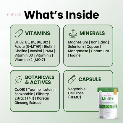 Nutrian Multi+ – High Strength Multivitamin for Adults - 120 Capsules Nutrian