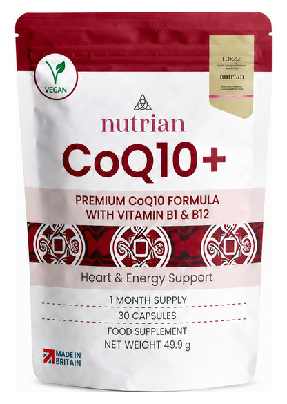Nutrian CoQ10+ 200mg Coenzyme Q10 pouch, 30 capsules, 1 month supply