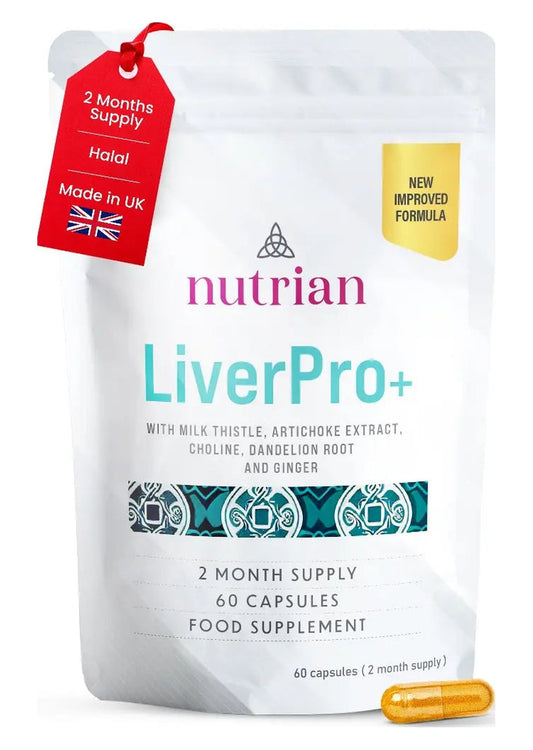 Nutrian Liver Pro+ liver cleanse detox supplement pouch, 60 vegan capsules, 2 month supply